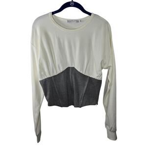 By Egries Kim Top Cream and Gray Crop Blouse Size Medium